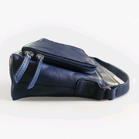 Ili Purse Genuine Leather Crossbody Purse Shoulder Bag Blue Travel RFID Classic - Picture 6 of 8